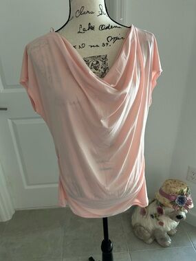 NY&C Women's Drape Neck Top - Soft Pink NWT Extra Large